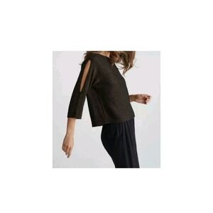 Eileen Fisher Organic Linen Gold Bronze Metallic Loose Knit Sweater Relaxed 1X
